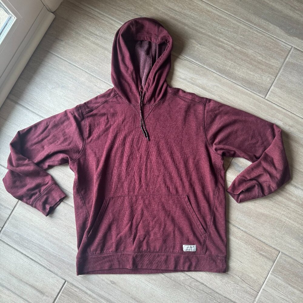 Eddie Bauer Men's Burgundy Hoodie Pullover with Front Pocket - Size L